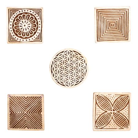 Set of 5 Piece New Mix Wooden Printing Block